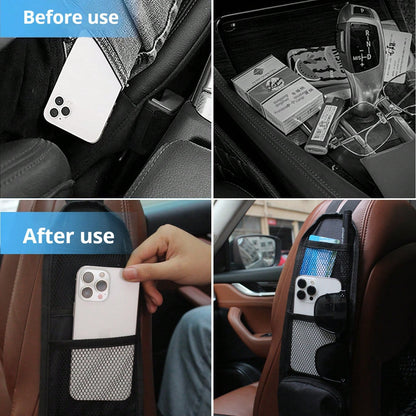 1/2pcs Car Seat Storage Bag, Automotive Seat Side Organizer Pocket, Multi-Pocket Mesh Pouch For Phone, Wallet, Glasses, Fit For Sedan, SUV, Truck, Women Car Accessories