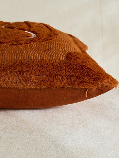 1/2pcs Halloween Beige Bow + Caramel Pumpkin Decorative Pillowcase, Front Quilted Ghost Pumpkin, Back Dutch Velvet Fabric, Square Cushion Cover, Holiday Home Pillowcase Decor, Soft Comfortable Velvet