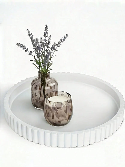 1/2pcs Round Vanity Storage Tray, Countertop Soap Dispenser Tray, Bathroom Countertop Tray, Hand Soap Shampoo Perfume Storage Tray, Jewelry Display Tray, For Daily Accessories And Decor Storage Tray