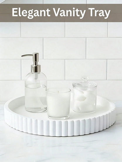 1/2pcs Round Vanity Storage Tray, Countertop Soap Dispenser Tray, Bathroom Countertop Tray, Hand Soap Shampoo Perfume Storage Tray, Jewelry Display Tray, For Daily Accessories And Decor Storage Tray