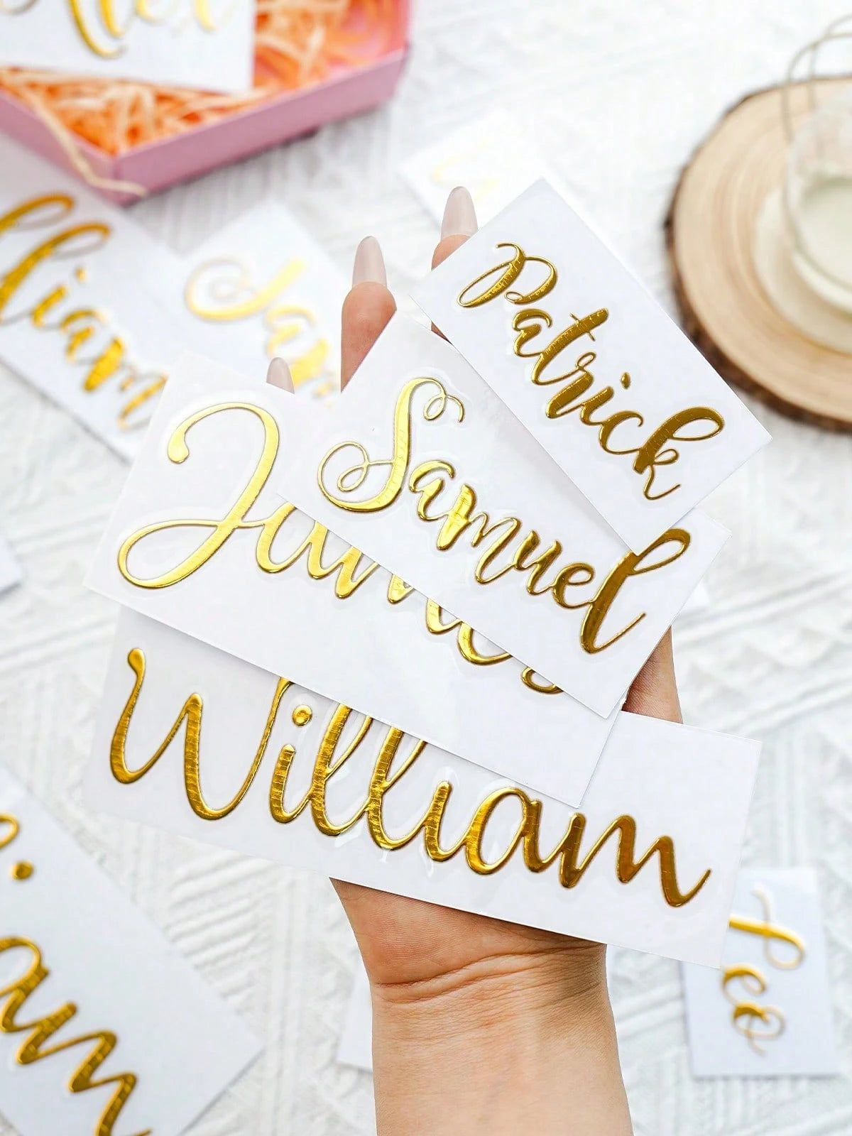 1/3/5 Pcs Personalized Name Stickers, Custom Text Glitter Name Stickers, Suitable For Water Bottles, Lunch Boxes, Wedding Party Stickers, Back-To-School Season, Daily Use, Halloween, Teacher's Day, Ch