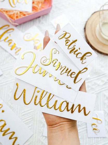 1/3/5 Pcs Personalized Name Stickers, Custom Text Glitter Name Stickers, Suitable For Water Bottles, Lunch Boxes, Wedding Party Stickers, Back-To-School Season, Daily Use, Halloween, Teacher's Day, Ch