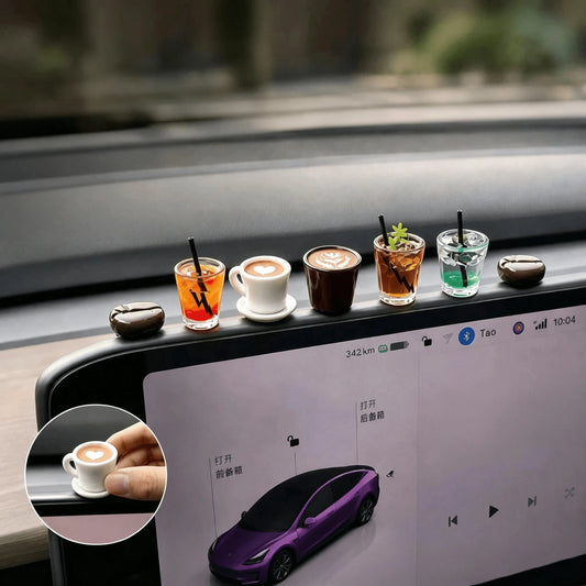 1/3/7pcs Mini Coffee Cup Car Ornament, American Healing Style Beverage Decor, Resin Decorative Item, Dashboard, Rearview Mirror Ornament, Desktop Small Decor, Car Interior Healing Decor, Car Accessori