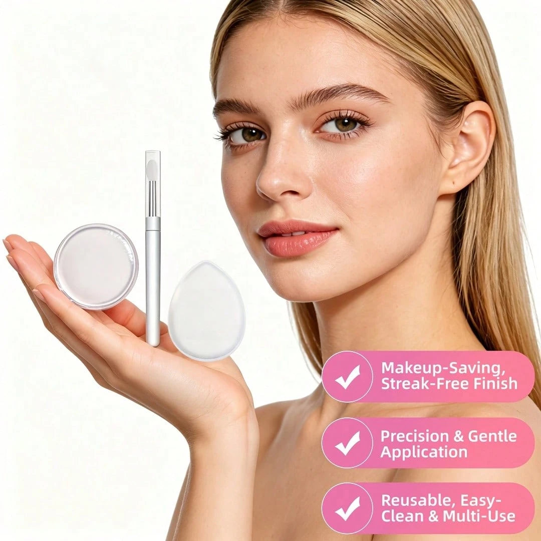 1/3pcs Silicone Makeup Tools, Foundation Puff, Concealer Puff And Brush, Elastic, Easy To Clean, Perfect For Beginners, Especially For Oil Control In Summer. Essential For Makeup Lovers
