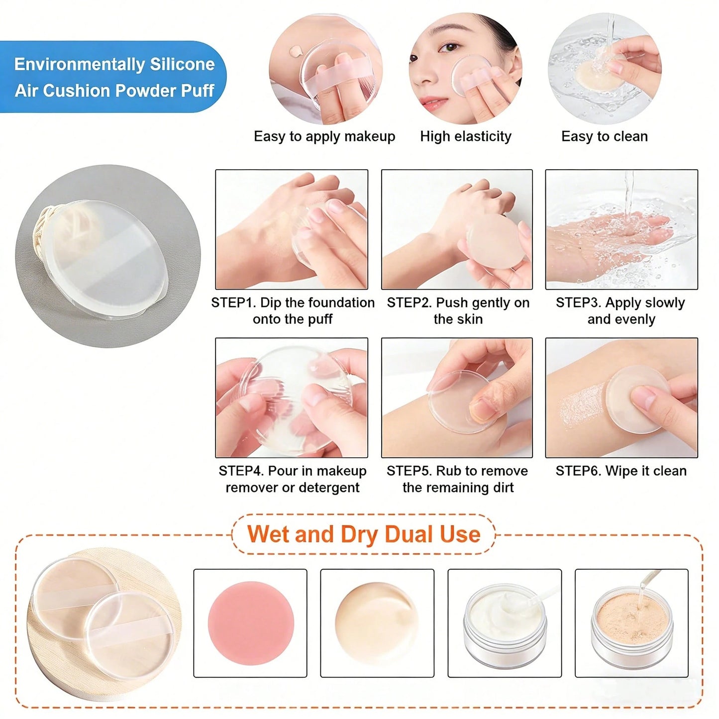 1/3pcs Silicone Makeup Tools, Foundation Puff, Concealer Puff And Brush, Elastic, Easy To Clean, Perfect For Beginners, Especially For Oil Control In Summer. Essential For Makeup Lovers