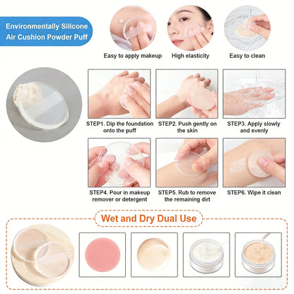 1/3pcs Silicone Makeup Tools, Foundation Puff, Concealer Puff And Brush, Elastic, Easy To Clean, Perfect For Beginners, Especially For Oil Control In Summer. Essential For Makeup Lovers
