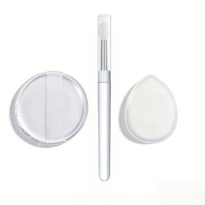 1/3pcs Silicone Makeup Tools, Foundation Puff, Concealer Puff And Brush, Elastic, Easy To Clean, Perfect For Beginners, Especially For Oil Control In Summer. Essential For Makeup Lovers
