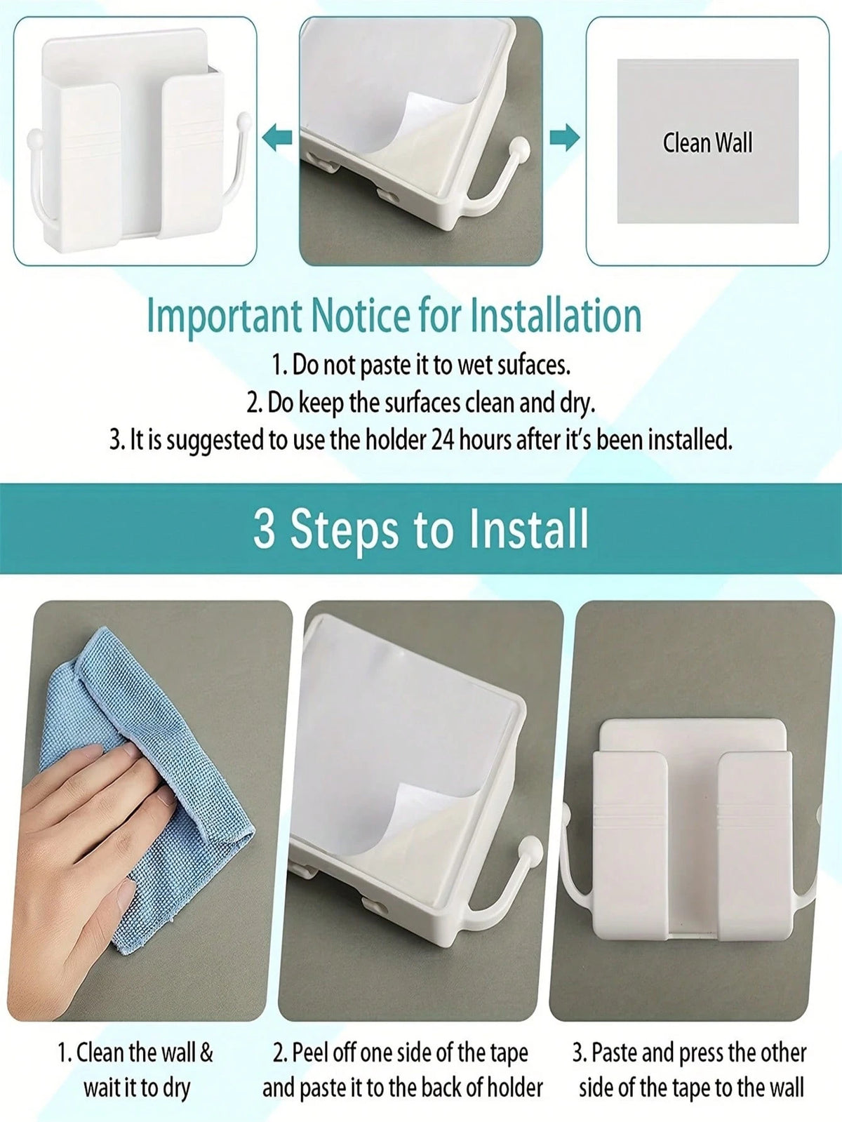 1/3pcs Wall Mounted Mobile Phone Stand, Plastic Charging Holder, Remote Control Holder, Jewelry Key Storage Rack (Multiple Colors) For Household