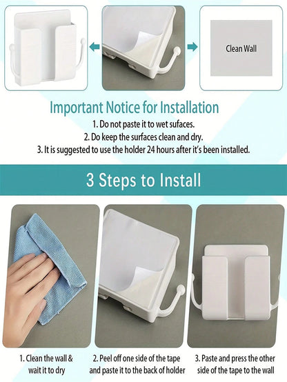1/3pcs Wall Mounted Mobile Phone Stand, Plastic Charging Holder, Remote Control Holder, Jewelry Key Storage Rack (Multiple Colors) For Household