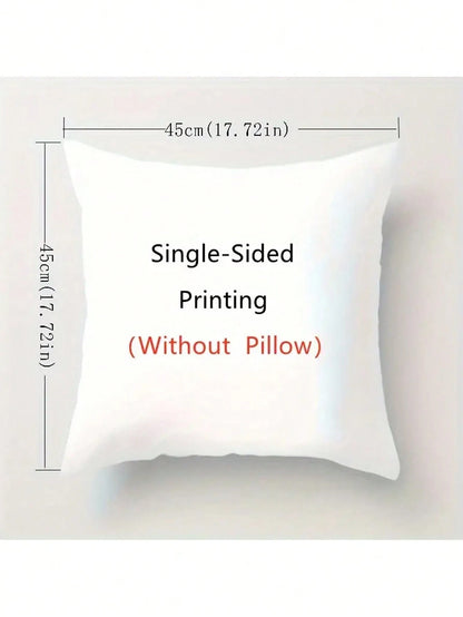 1/4 Pcs Soft Skull Cat Pattern Pillow Case, Size 17.7" X 17.7", Single-Sided Print, Suitable For Room, Office, Home, Car Decor, Autumn Decor, Room Decor