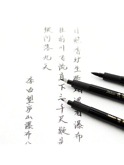 1/4pcs Calligraphy Pen Set, For Handwriting Fonts- Fine And Brush Tip, Refillable Black Ink, Ergonomic Oval Barrel, Lightweight Plastic Material, Ideal For Writing, Art And Painting