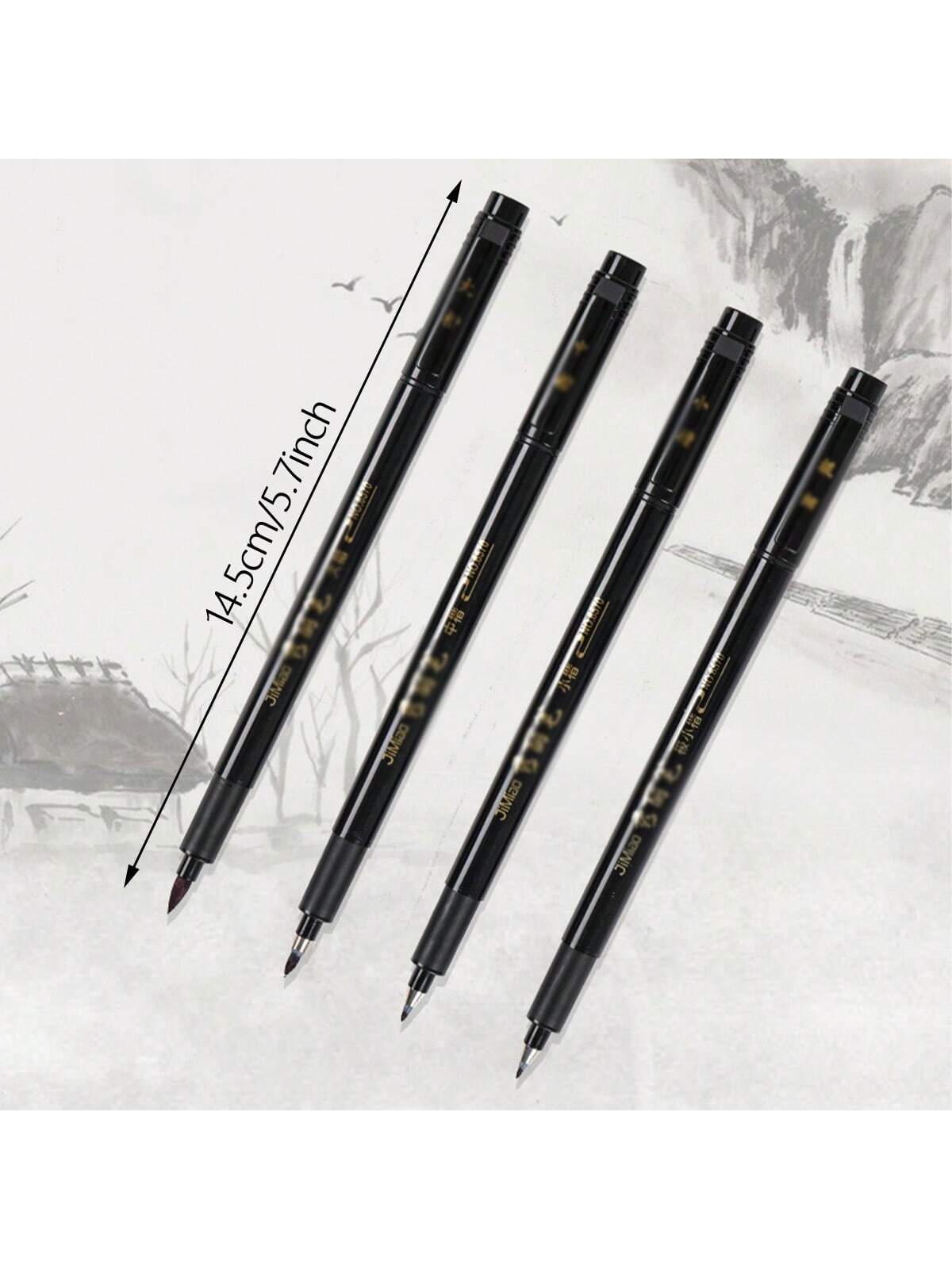 1/4pcs Calligraphy Pen Set, For Handwriting Fonts- Fine And Brush Tip, Refillable Black Ink, Ergonomic Oval Barrel, Lightweight Plastic Material, Ideal For Writing, Art And Painting