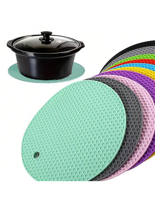 1/4pcs Multifunctional Round Heat Resistant Silicone Mat Cup Coasters Non-Slip Pot Holder Table Placemat Restaurant Accessories Tool