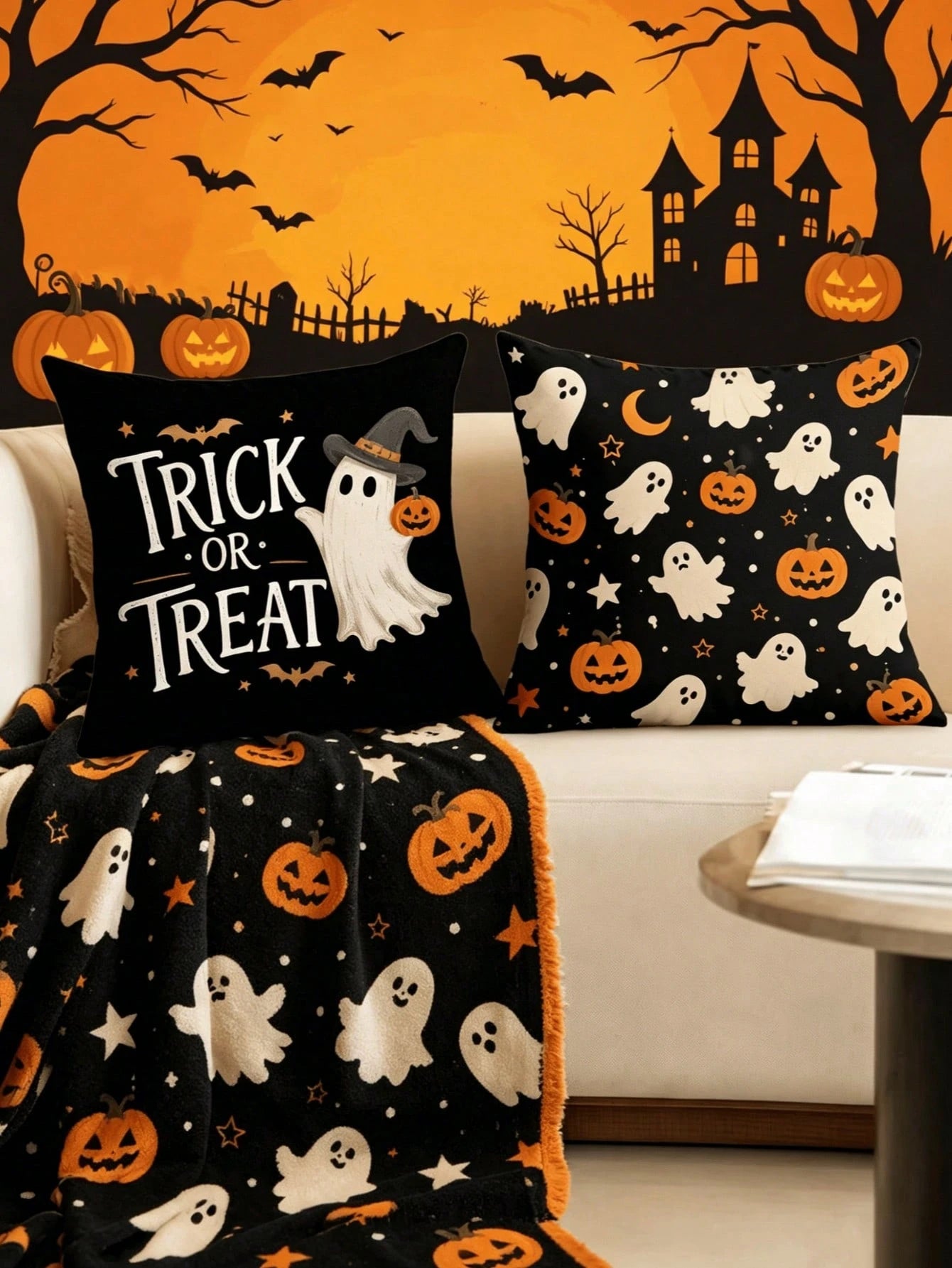 1/4pcs New Halloween Pattern Pillowcase, Halloween-Themed Cushion Cover, Decorative Pillowcase, Square Pillowcase, Halloween Decoration, Decorative Pillow, Suitable For Living Room, Sofa, And Bedroom