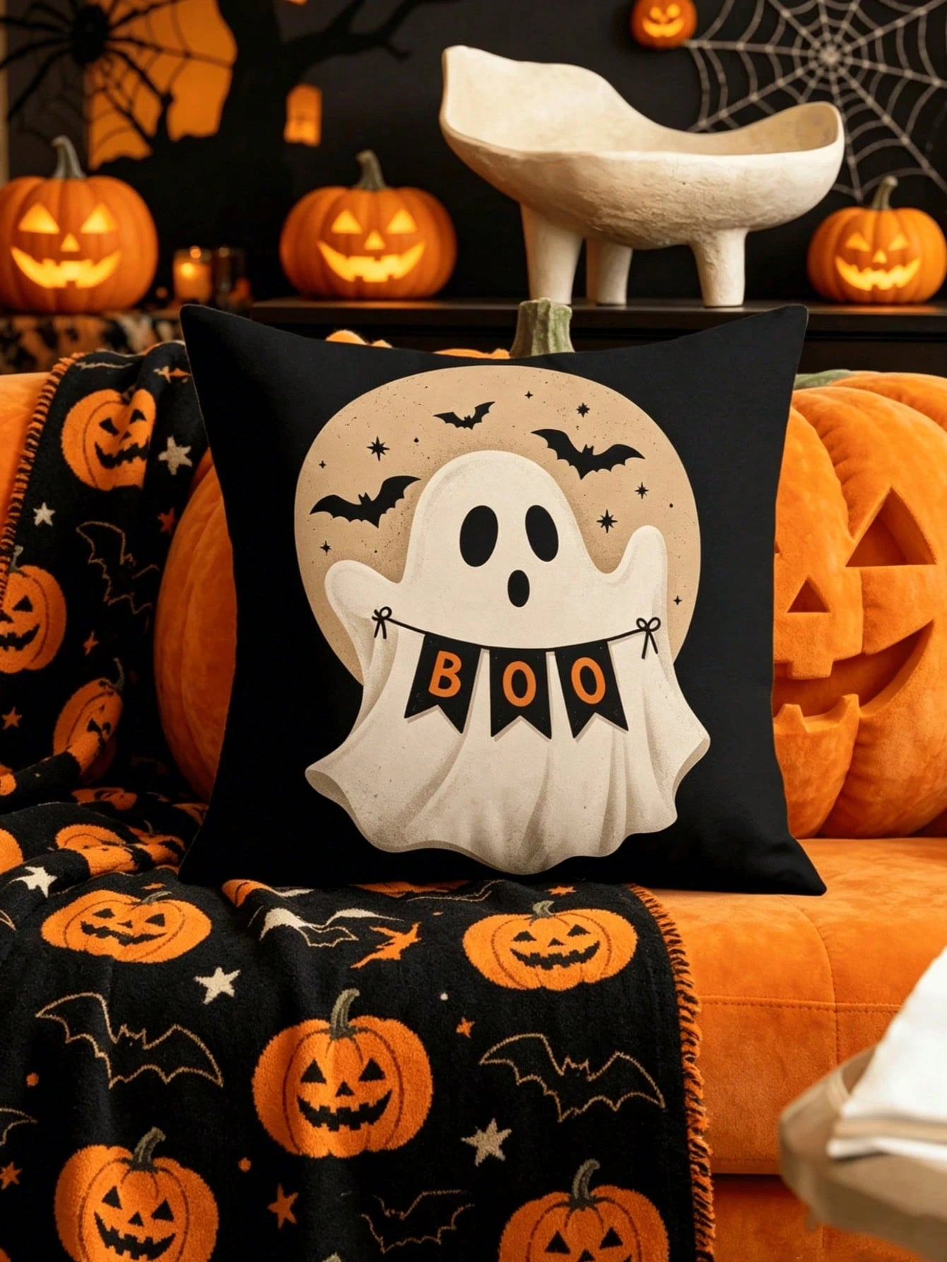 1/4pcs New Halloween Pattern Pillowcase, Halloween-Themed Cushion Cover, Decorative Pillowcase, Square Pillowcase, Halloween Decoration, Decorative Pillow, Suitable For Living Room, Sofa, And Bedroom