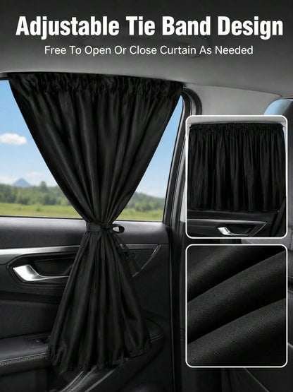 1/4pcs Ull Car Privacy Partition Curtain + Side Window Curtain Set, 95% Blackout UV Protection Rear Seat Partition Curtain, Easy Install Black Sunshade Vehicle Privacy Window Curtain Set