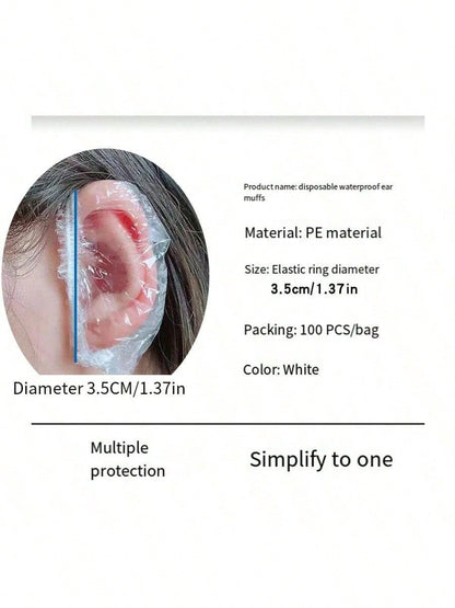 1/5/10/100/200pcs Transparent Bath Ear Covers, Waterproof Elastic Ear Covers, Thickened Large Size High Elastic Ear Covers, For Bathing And Hair Care, Convenient For Travel, Home Bathroom Decor, Autum