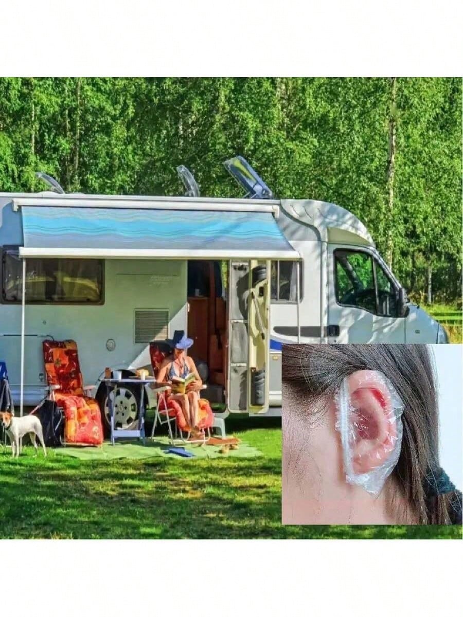 1/5/10/100/200pcs Transparent Bath Ear Covers, Waterproof Elastic Ear Covers, Thickened Large Size High Elastic Ear Covers, For Bathing And Hair Care, Convenient For Travel, Home Bathroom Decor, Autum
