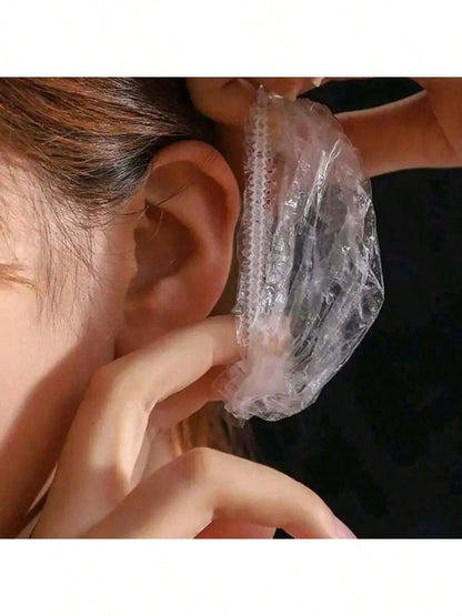 1/5/10/100/200pcs Transparent Bath Ear Covers, Waterproof Elastic Ear Covers, Thickened Large Size High Elastic Ear Covers, For Bathing And Hair Care, Convenient For Travel, Home Bathroom Decor, Autum