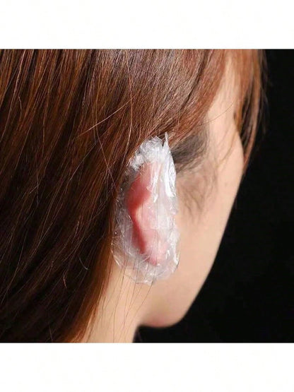 1/5/10/100/200pcs Transparent Bath Ear Covers, Waterproof Elastic Ear Covers, Thickened Large Size High Elastic Ear Covers, For Bathing And Hair Care, Convenient For Travel, Home Bathroom Decor, Autum