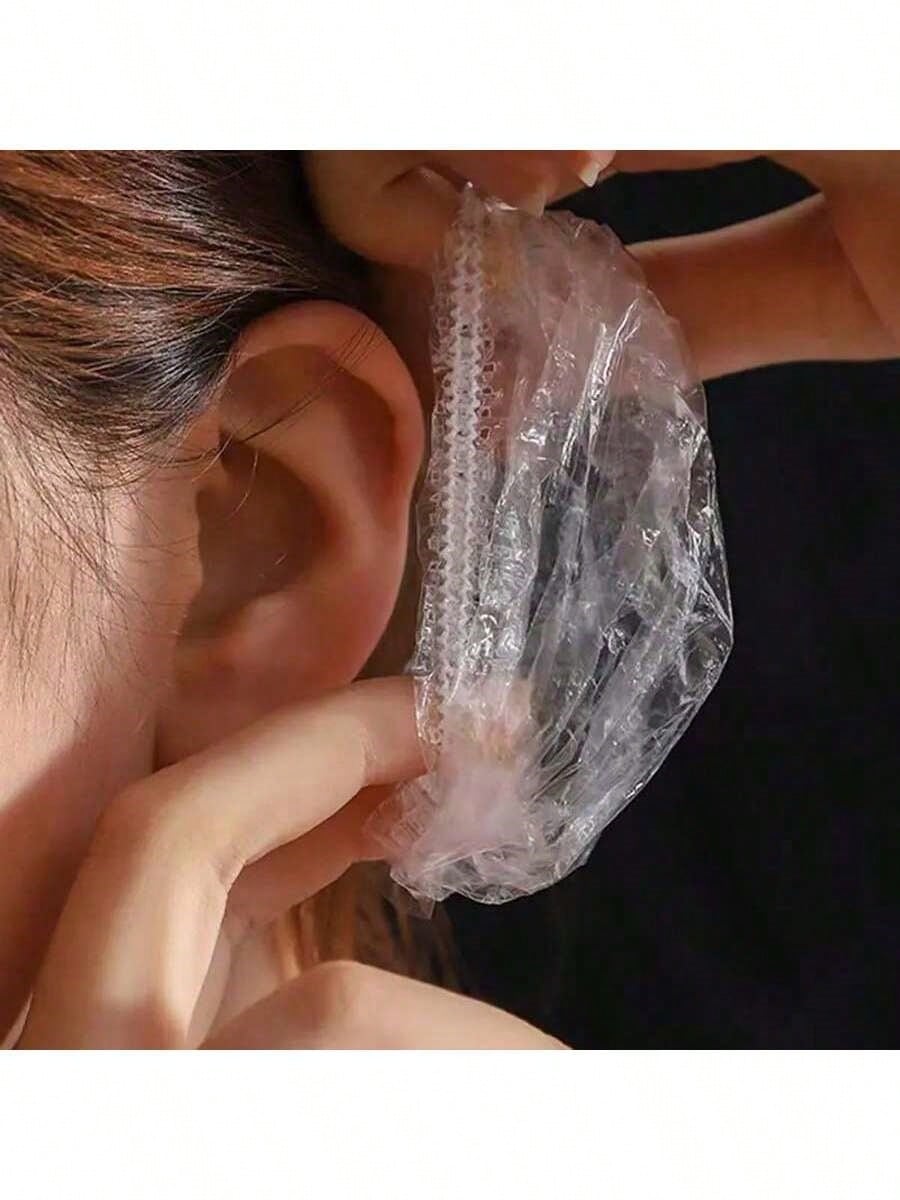 1/5/10/100/200pcs Transparent Bath Ear Covers, Waterproof Elastic Ear Covers, Thickened Large Size High Elastic Ear Covers, For Bathing And Hair Care, Convenient For Travel, Home Bathroom Decor, Autum