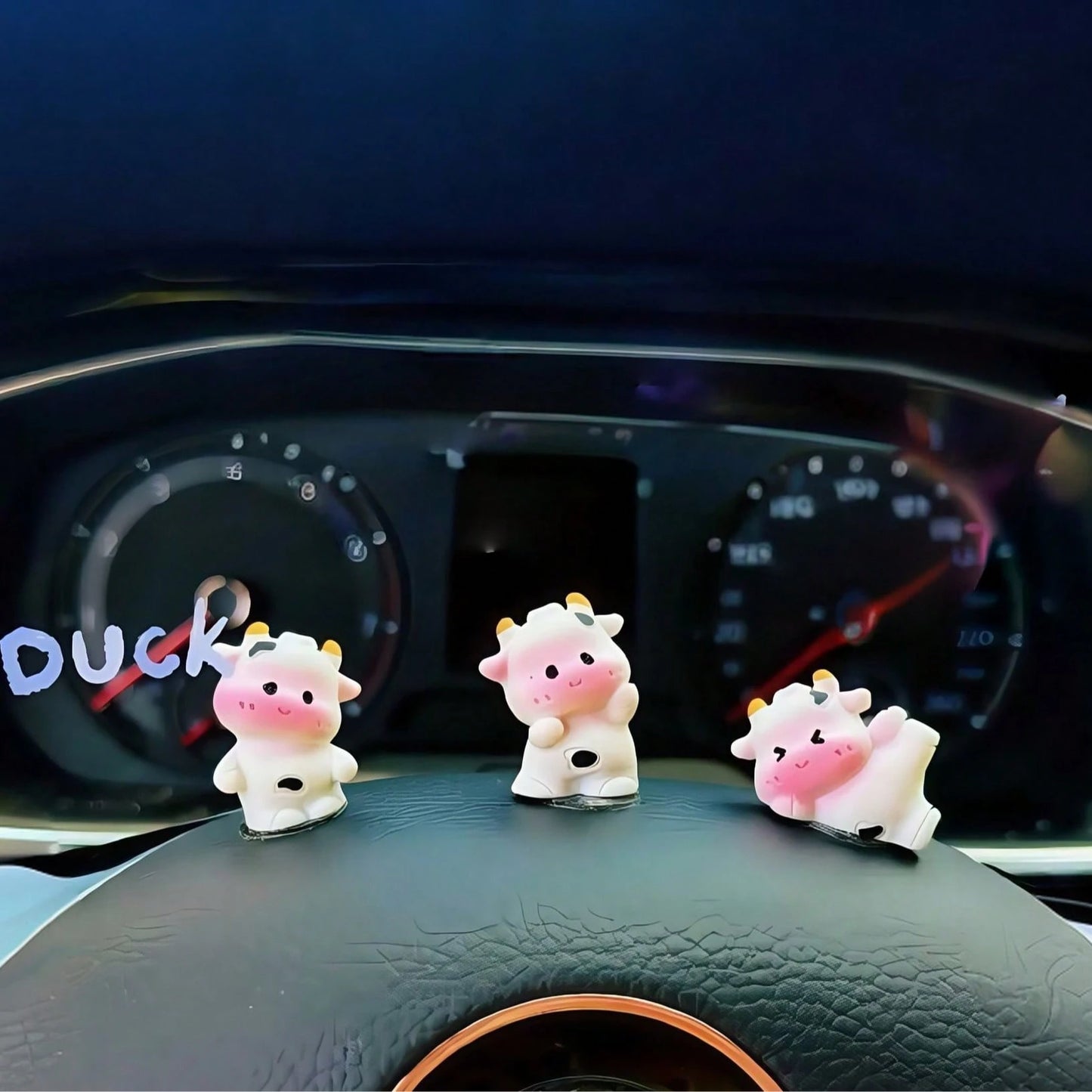 1/6/7pcs Cute Mini Cow Car Decor, Resin Healing Animal Figurines, Dashboard Ornament, Adorable Small Decor, Desk Decoration, Suitable For Car Interior, Desk, Home, Micro Landscape, Back To School, Gif