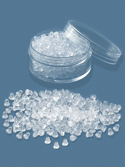 1 Box About 100 Silicone Earring Backs Plug Soft Clear Earring Backings For Studs Hypoallergenic Rubber Earrings Backs Stopper Replacement