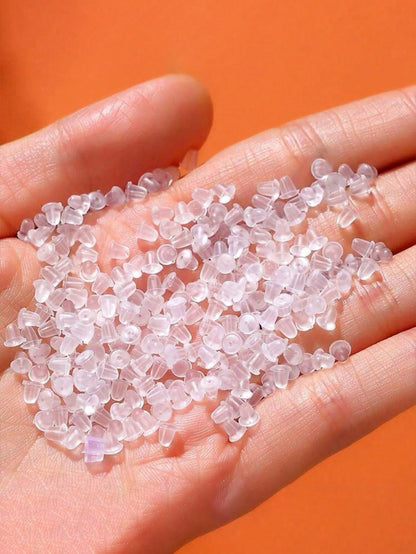 1 Box About 100 Silicone Earring Backs Plug Soft Clear Earring Backings For Studs Hypoallergenic Rubber Earrings Backs Stopper Replacement