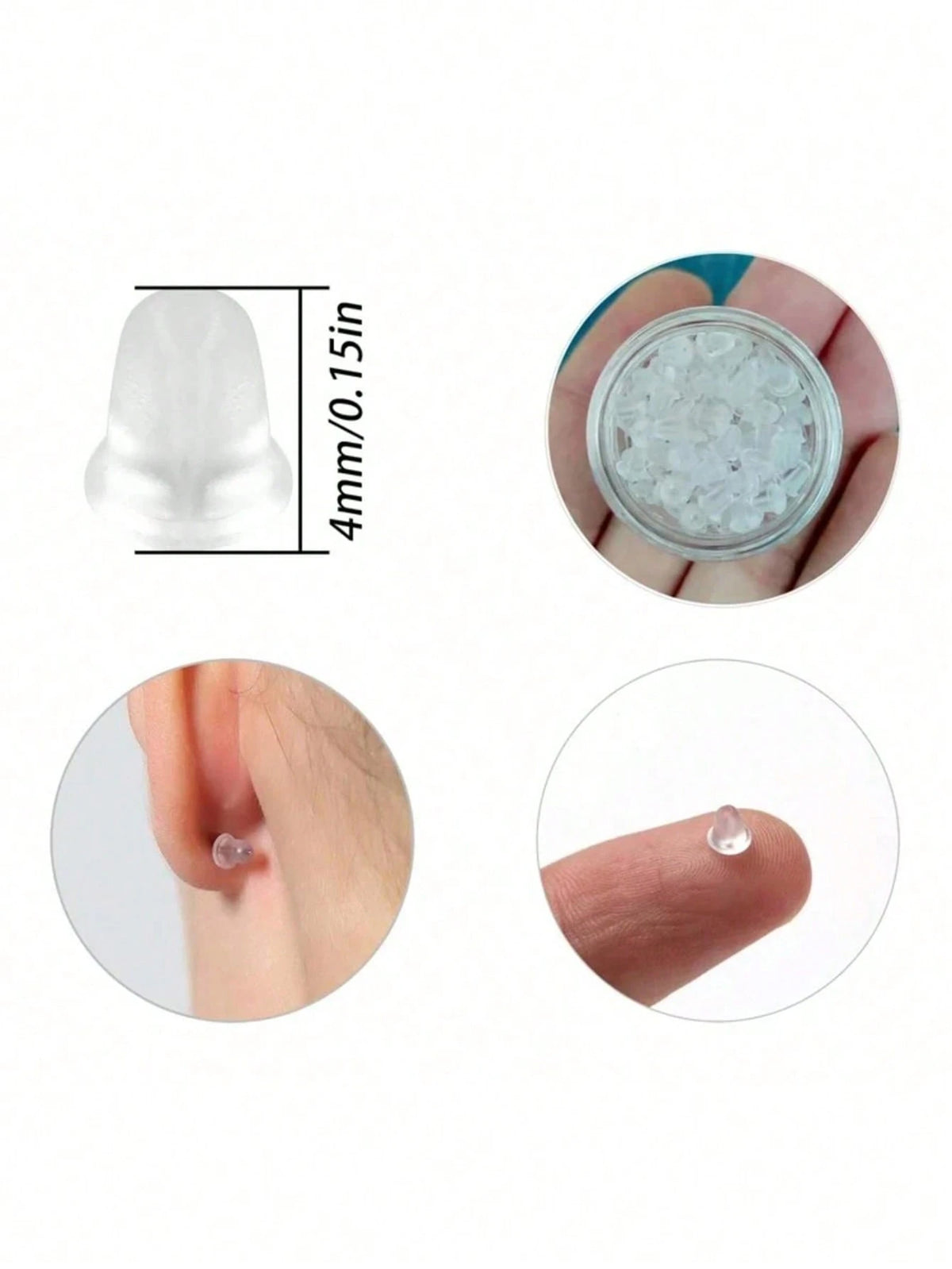 1 Box About 100 Silicone Earring Backs Plug Soft Clear Earring Backings For Studs Hypoallergenic Rubber Earrings Backs Stopper Replacement