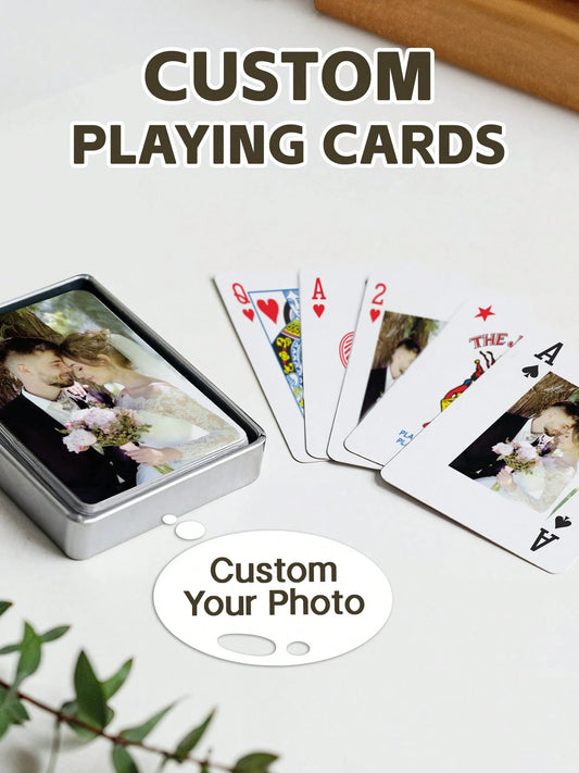 1 Deck 54pcs Custom Photo Playing Cards, Personalized Poker Cards With Photo, Custom Couple Picture Playing Cards, Personalized Wedding, Birthday, Anniversary Gift, Unique Engagement Party Cards