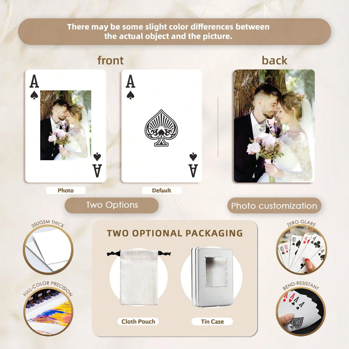 1 Deck 54pcs Custom Photo Playing Cards, Personalized Poker Cards With Photo, Custom Couple Picture Playing Cards, Personalized Wedding, Birthday, Anniversary Gift, Unique Engagement Party Cards