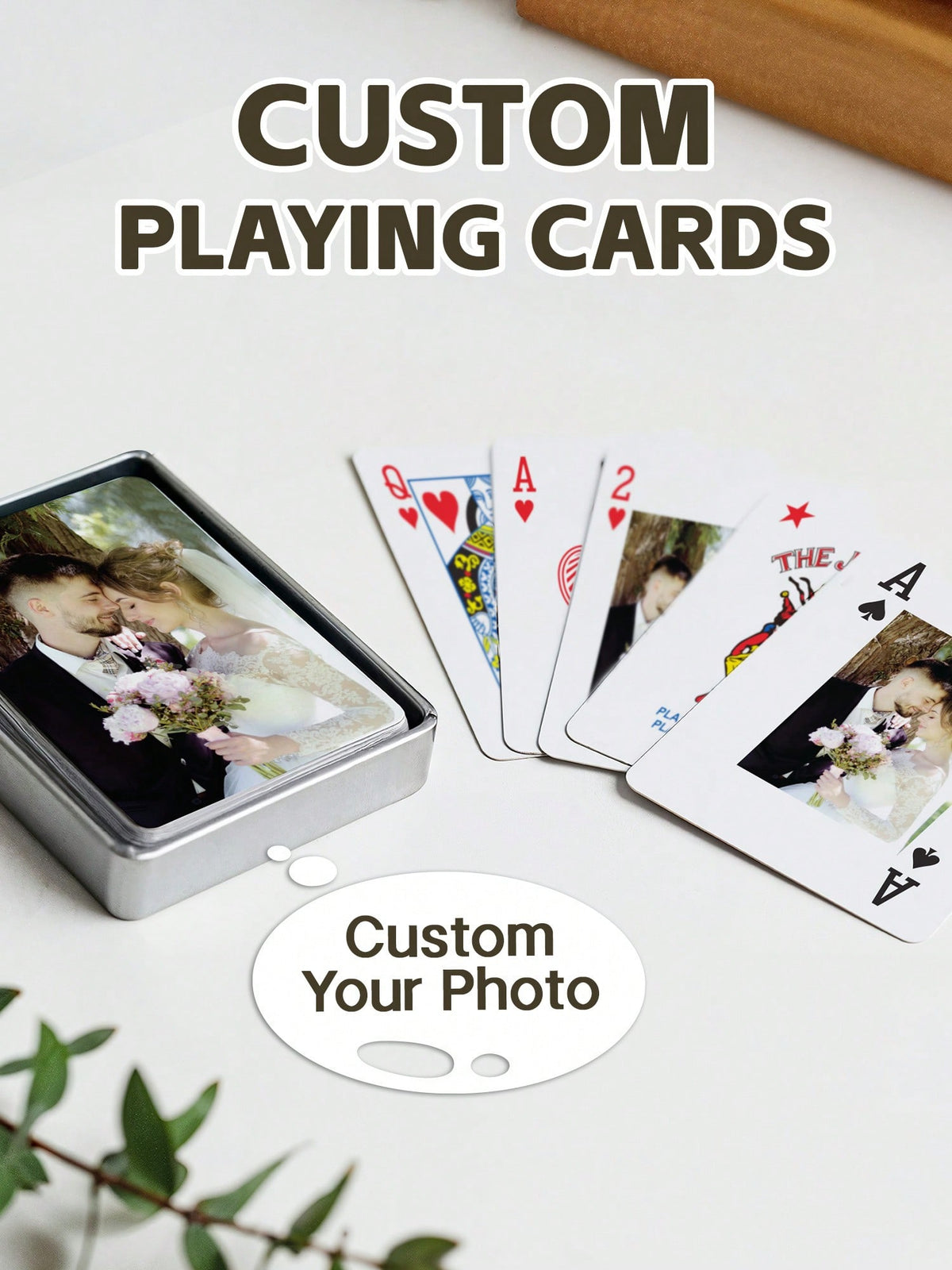 1 Deck 54pcs Custom Photo Playing Cards, Personalized Poker Cards With Photo, Custom Couple Picture Playing Cards, Personalized Wedding, Birthday, Anniversary Gift, Unique Engagement Party Cards