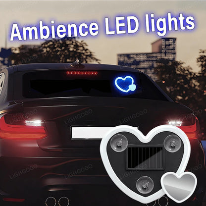 1 Item, Car Neon Double Heart-Shaped Light| Solar LED Car Window Light, 5V Working Voltage, Universal Type, Suitable For Illuminated Signs Or Nameplates, Car Ambient Decoration