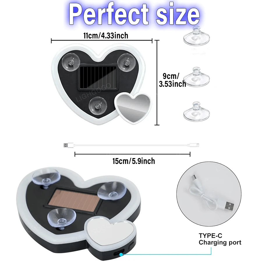 1 Item, Car Neon Double Heart-Shaped Light| Solar LED Car Window Light, 5V Working Voltage, Universal Type, Suitable For Illuminated Signs Or Nameplates, Car Ambient Decoration