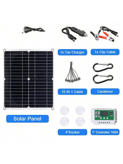 1 Pack Waterproof Solar Panel Battery Charger, 600 Watts Solar Panel Kit 100A 12V Battery Charger With Controller Caravan Boat