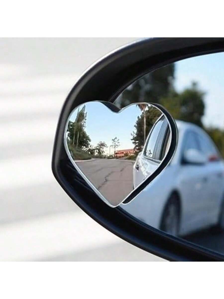 1 Pair/2 Pairs Heart-Shaped Blind Spot Mirrors, Car Heart-Shaped Blind Spot Mirrors, Car Frameless Blind Spot Mirrors, 360° Wide Angle Convex Mirror, Fan-Shaped Blind Spot Mirrors, Parking Mirrors