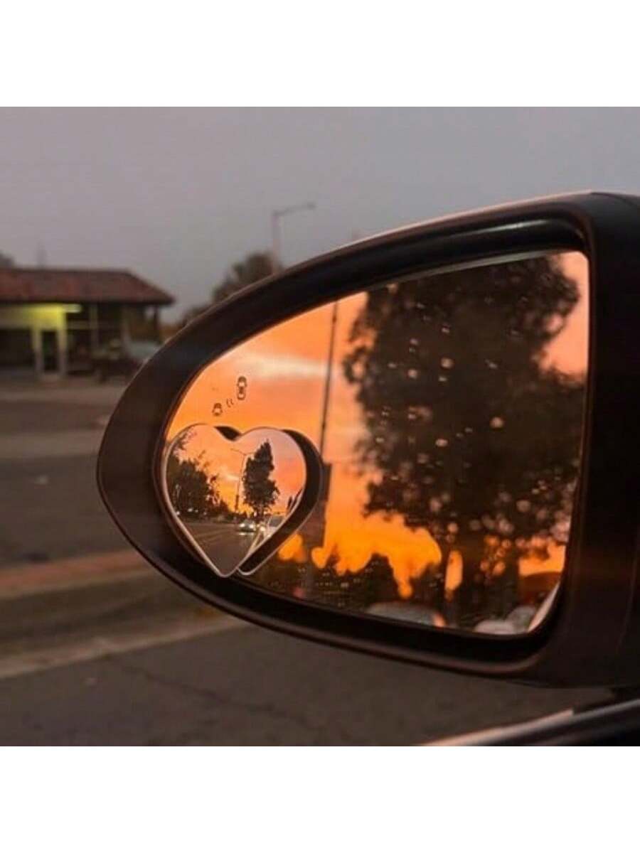1 Pair/2 Pairs Heart-Shaped Blind Spot Mirrors, Car Heart-Shaped Blind Spot Mirrors, Car Frameless Blind Spot Mirrors, 360° Wide Angle Convex Mirror, Fan-Shaped Blind Spot Mirrors, Parking Mirrors