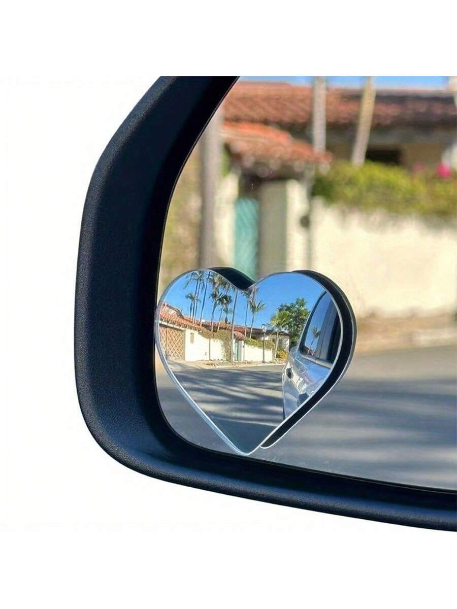 1 Pair/2 Pairs Heart-Shaped Blind Spot Mirrors, Car Heart-Shaped Blind Spot Mirrors, Car Frameless Blind Spot Mirrors, 360° Wide Angle Convex Mirror, Fan-Shaped Blind Spot Mirrors, Parking Mirrors