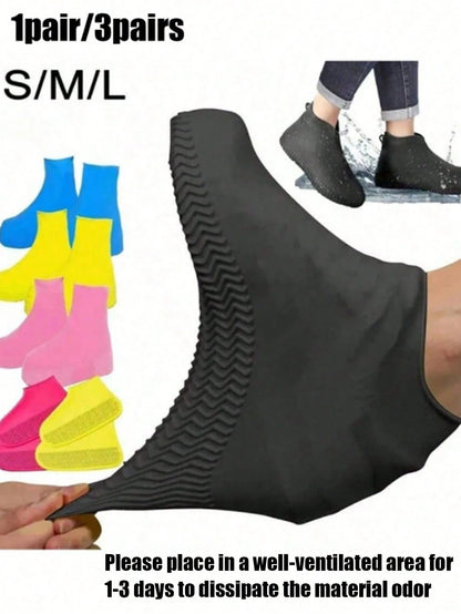 1 Pair/3 Pairs Thin Silicone Shoe Covers, Waterproof, Unisex, Convenient For Outdoor Wear, Ideal For Rainy Days, Lightweight