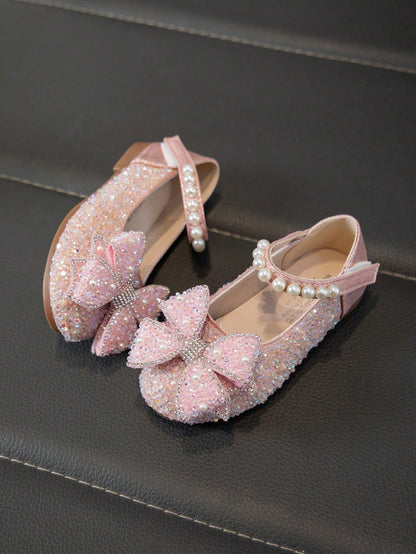 1 Pair Baby Flat Shoes, Girls Princess Shoes With Rhinestones, Spring/Autumn Toddler Shoes
