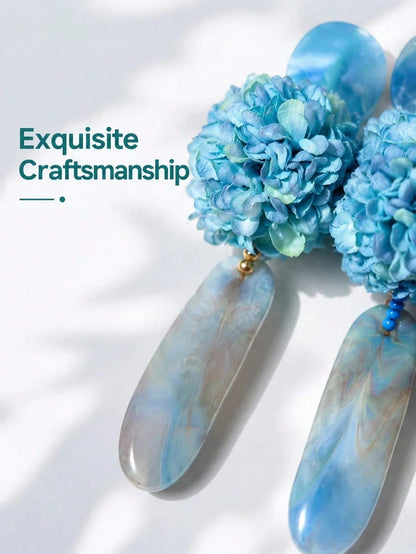 1 Pair Bohemian Style Statement Earrings, Gentle Floral Pendant, Fashionable, Elegant, Versatile, Perfect For Vacation,Gift For Family And Friends