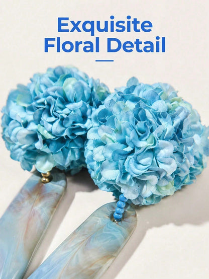 1 Pair Bohemian Style Statement Earrings, Gentle Floral Pendant, Fashionable, Elegant, Versatile, Perfect For Vacation,Gift For Family And Friends