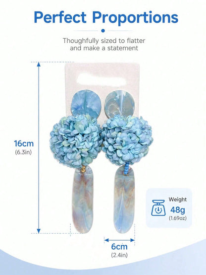1 Pair Bohemian Style Statement Earrings, Gentle Floral Pendant, Fashionable, Elegant, Versatile, Perfect For Vacation,Gift For Family And Friends