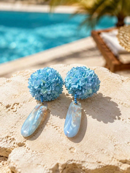 1 Pair Bohemian Style Statement Earrings, Gentle Floral Pendant, Fashionable, Elegant, Versatile, Perfect For Vacation,Gift For Family And Friends