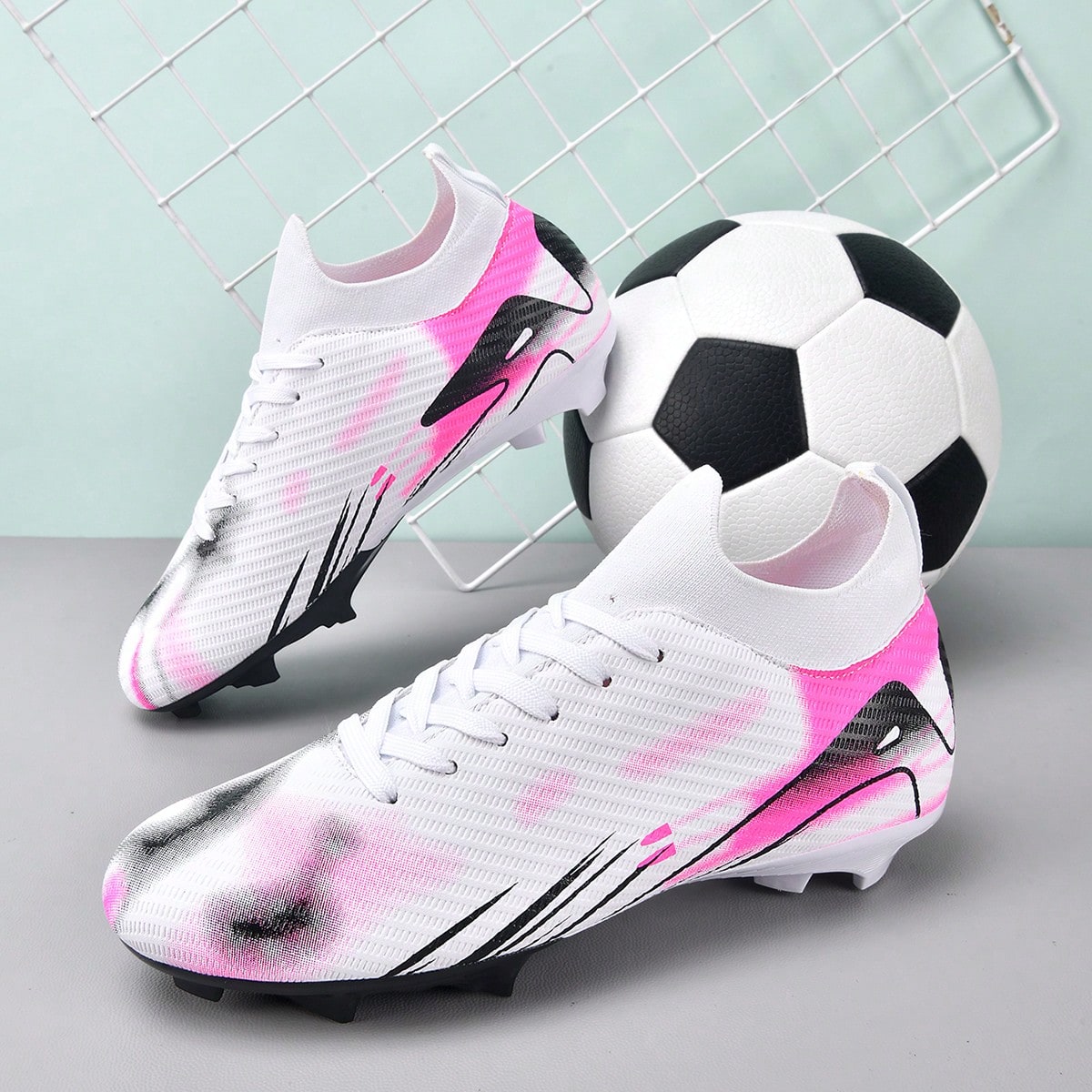 1 Pair Football/Soccer Shoes, Outdoor Sports Shoes For Men, TF Studs, Student & Adult Sizes, Suitable For Artificial Turf & Natural Grass, AG Long Studs, Non-Slip, Comfortable Soccer Shoes, Professio