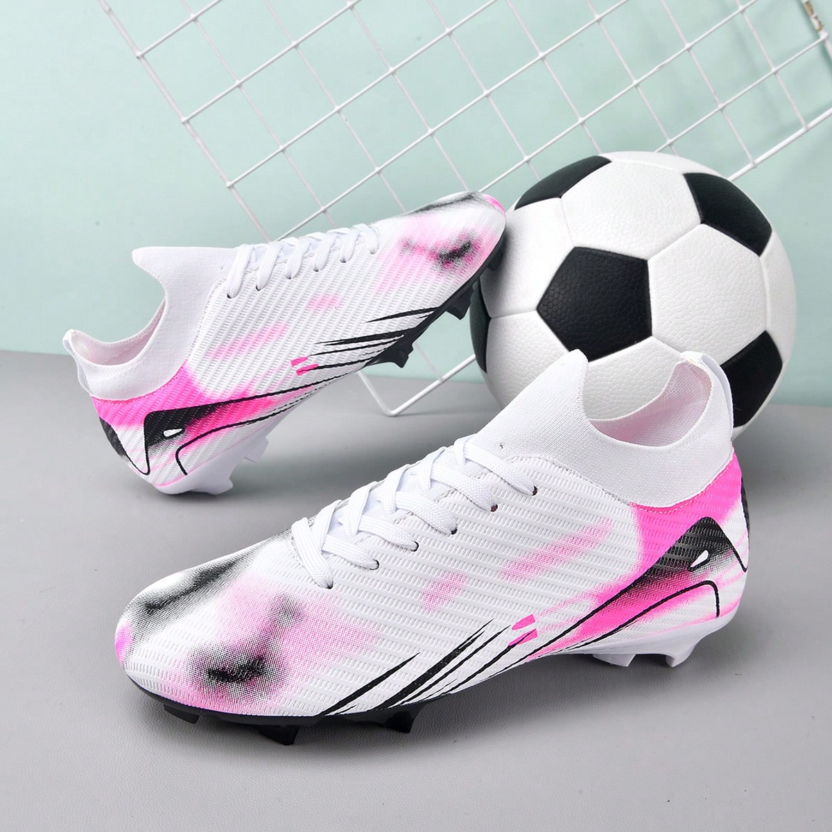 1 Pair Football/Soccer Shoes, Outdoor Sports Shoes For Men, TF Studs, Student & Adult Sizes, Suitable For Artificial Turf & Natural Grass, AG Long Studs, Non-Slip, Comfortable Soccer Shoes, Professio