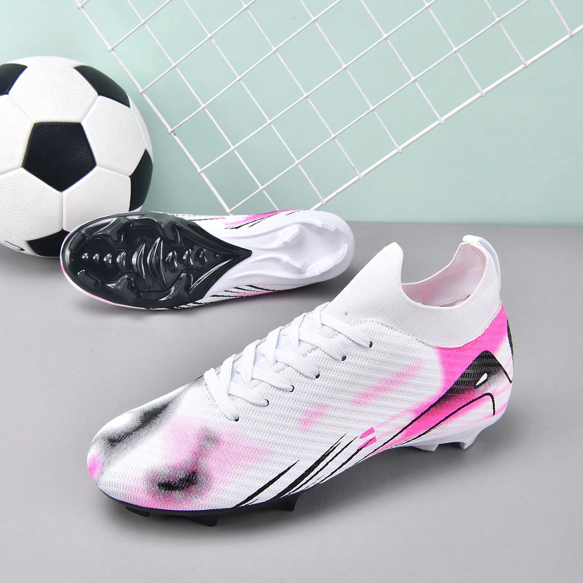 1 Pair Football/Soccer Shoes, Outdoor Sports Shoes For Men, TF Studs, Student & Adult Sizes, Suitable For Artificial Turf & Natural Grass, AG Long Studs, Non-Slip, Comfortable Soccer Shoes, Professio