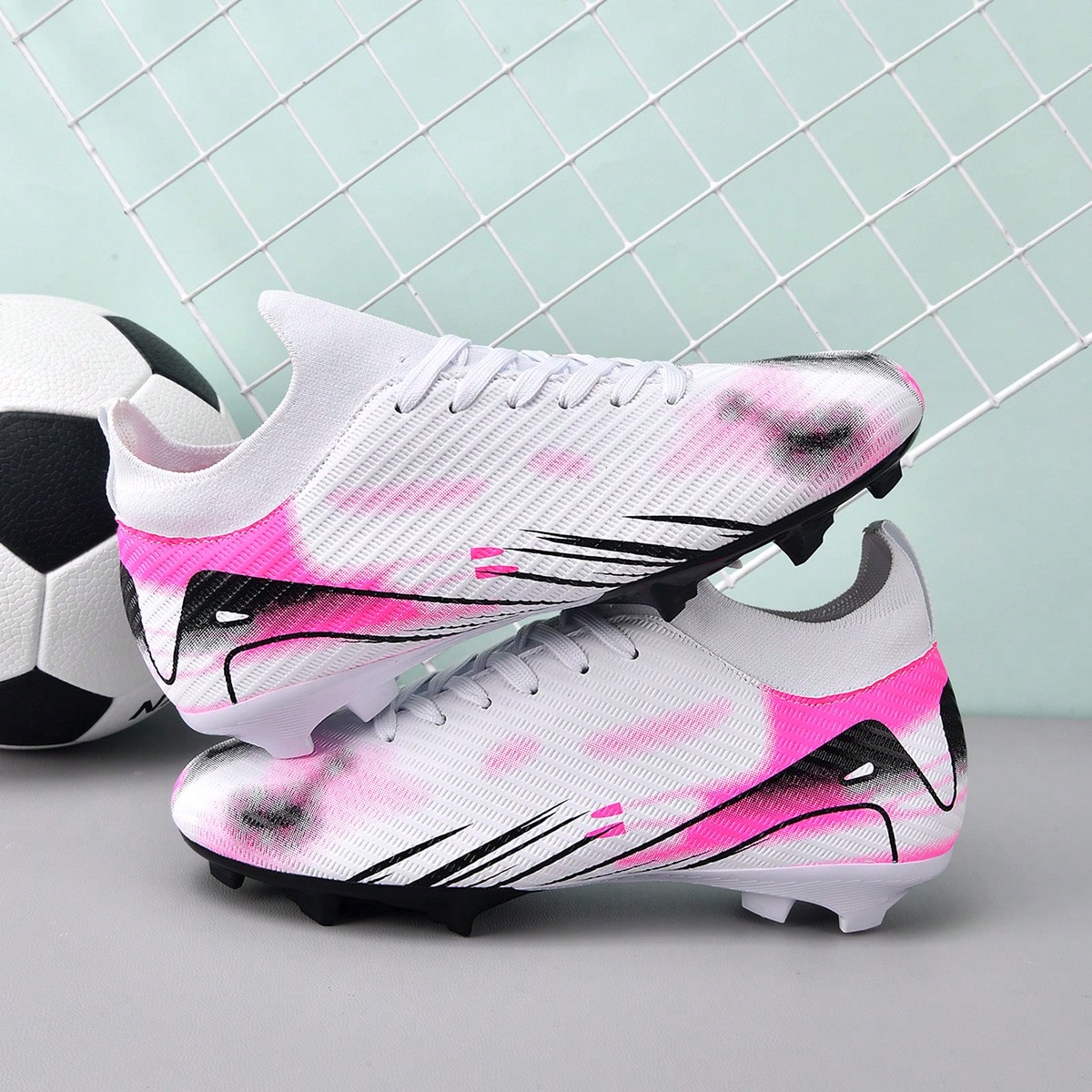 1 Pair Football/Soccer Shoes, Outdoor Sports Shoes For Men, TF Studs, Student & Adult Sizes, Suitable For Artificial Turf & Natural Grass, AG Long Studs, Non-Slip, Comfortable Soccer Shoes, Professio