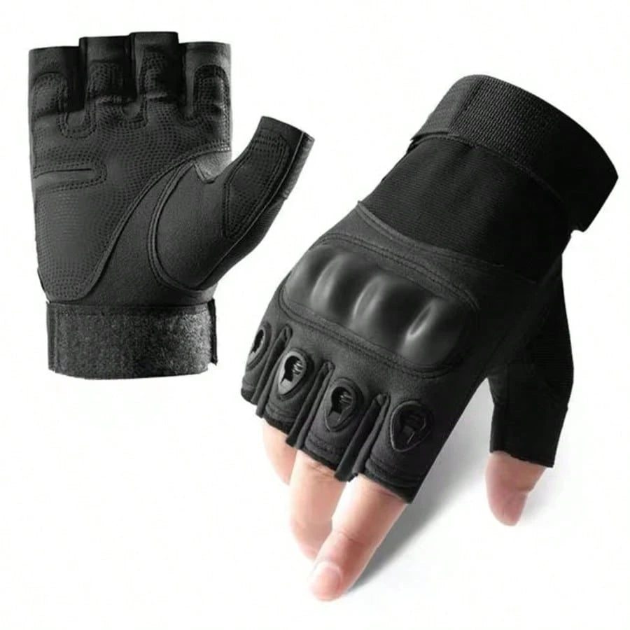 1 Pair Half Finger Shell Motorcycle Outdoor Cycling Gloves