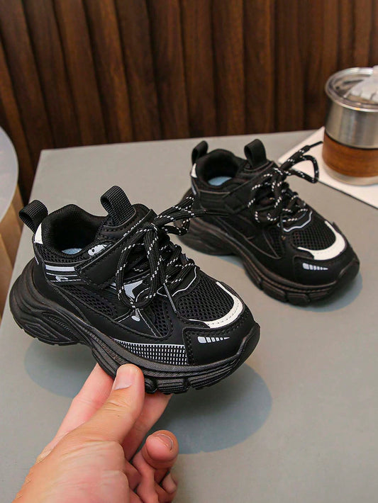 1 Pair Kids Mesh Sports Shoes, Boys & Girls Lightweight Casual Retro Running Shoes, German Training Shoes, Non-Slip Breathable Soft Comfortable Toddler Walking Shoes, Chunky Sneakers, Suitable For Ind
